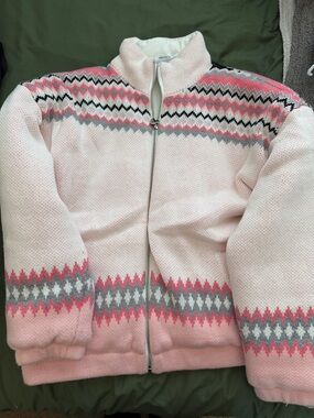 Forever 21 Pink and Gray Fair Isle Zip-Up Jacket